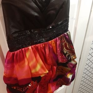 black & multicolored dress
